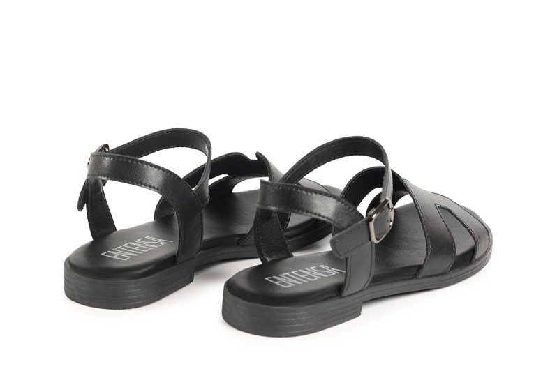 Босоніжки жіночі чорні з натуральної шкіри (008856)