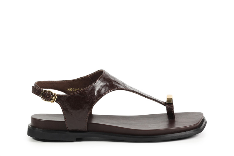 Босоніжки жіночі коричневі з натуральної шкіри (008891)