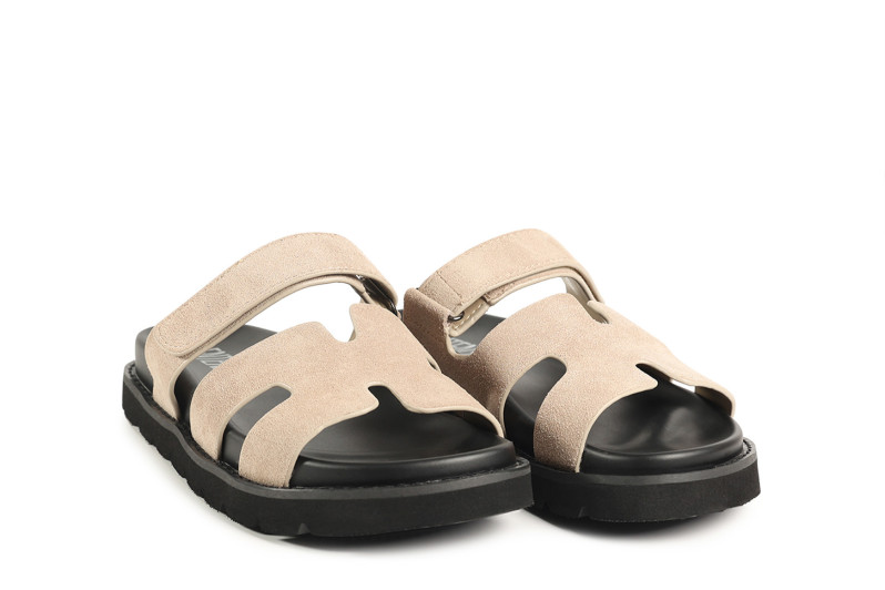 Шльопанці жіночі бежеві з натуральної замші (008858)