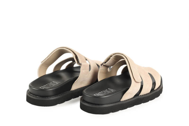 Шльопанці жіночі бежеві з натуральної замші (008858)