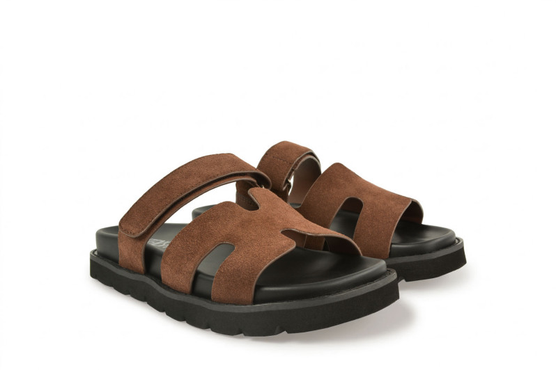 Шльопанці жіночі коричневі з натуральної замші (008964)