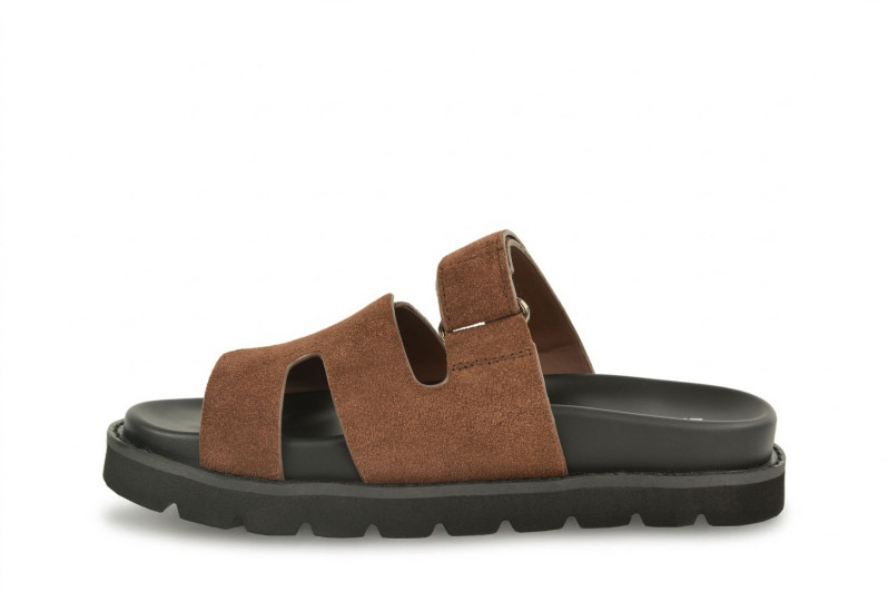 Шльопанці жіночі коричневі з натуральної замші (008964)