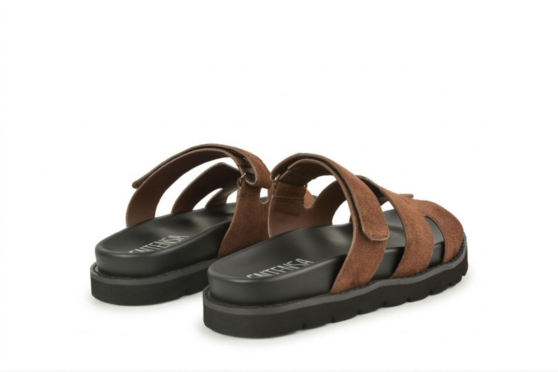 Шльопанці жіночі коричневі з натуральної замші (008964)