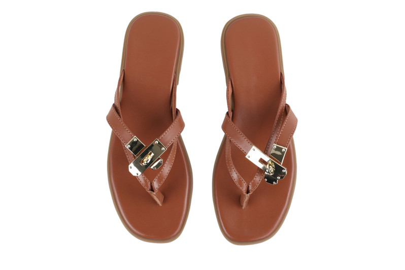 Шльопанці жіночі руді з натуральної шкіри (008994)