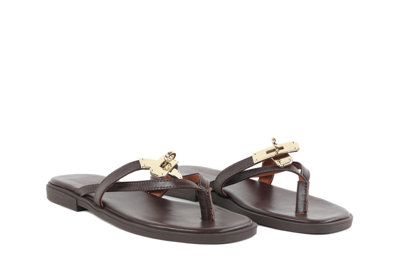 Шльопанці жіночі коричневі з натуральної шкіри (008988)