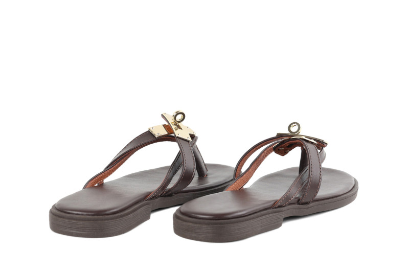 Шльопанці жіночі коричневі з натуральної шкіри (008988)