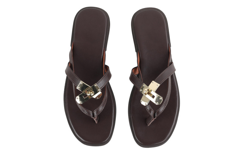 Шльопанці жіночі коричневі з натуральної шкіри (008988)