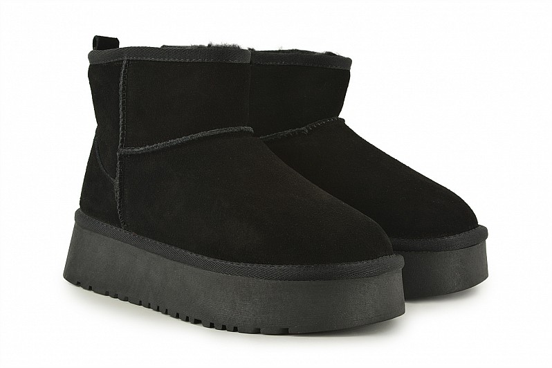 Уггі жіночі чорні з натуральної замши (008543)