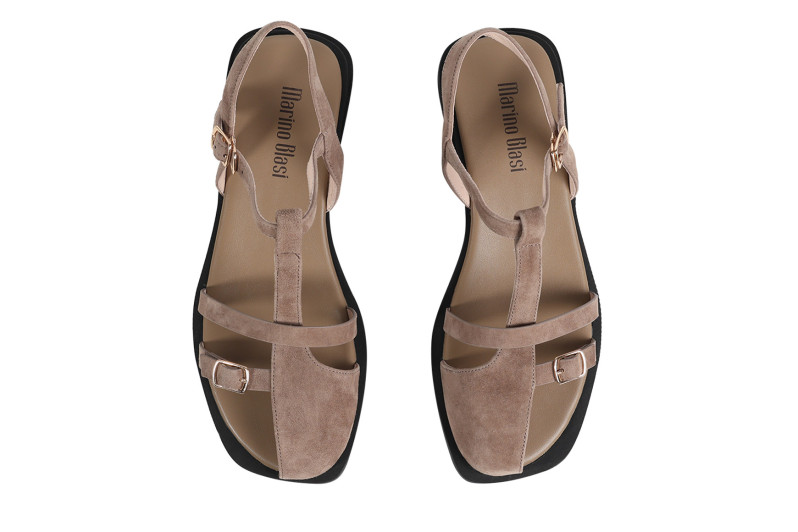 Босоніжки жіночі бежеві з натуральної замші (008890)