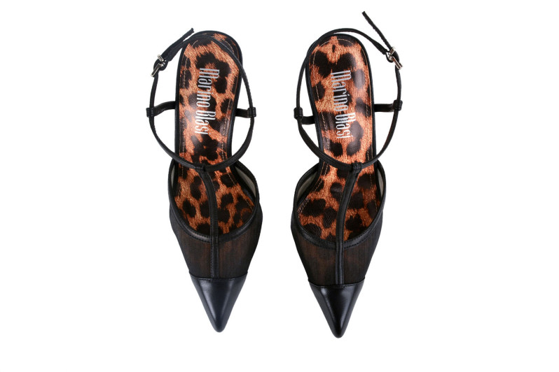 Туфлі жіночі чорні з натуральної шкіри,текстилю (009016)