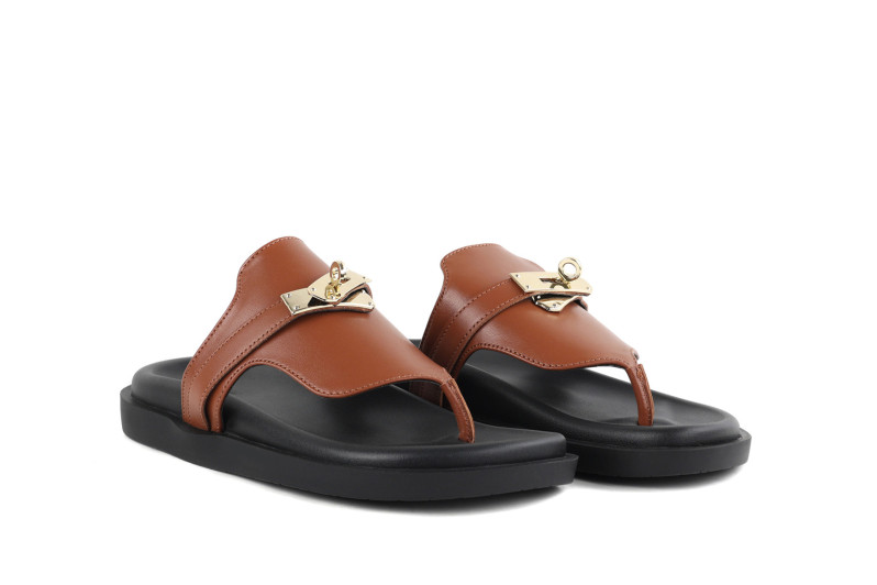 Шльопанці жіночі руді з натуральної шкіри (008991)