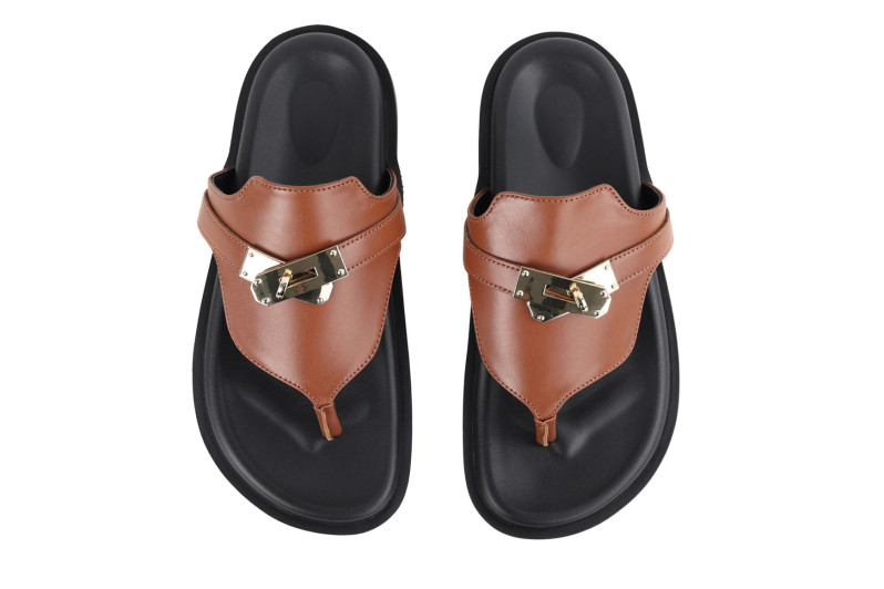 Шльопанці жіночі руді з натуральної шкіри (008991)