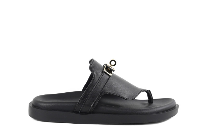 Шльопанці жіночі чорні з натуральної шкіри (008995)