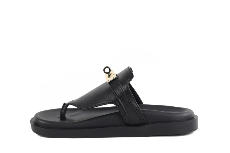 Шльопанці жіночі чорні з натуральної шкіри (008995)