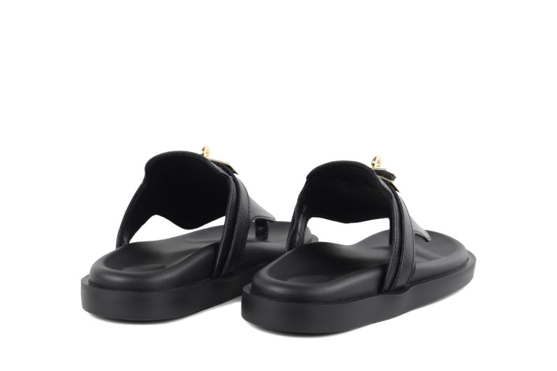 Шльопанці жіночі чорні з натуральної шкіри (008995)