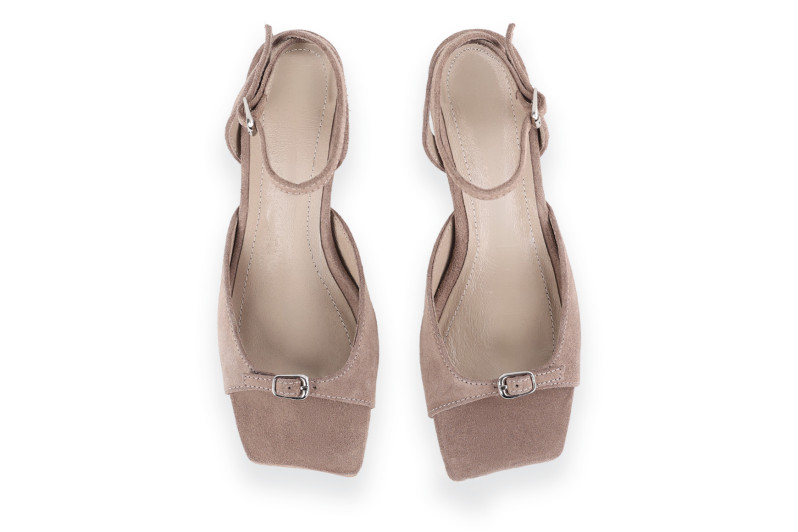 Босоніжки жіночі бежеві з натуральної замші (009000)