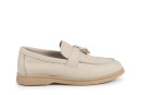 Лофери жіночі молочні з натуральної шкіри (008724)
