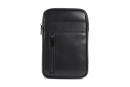 Сумка слінг чоловіча чорна з натуральної шкіри (008802)
