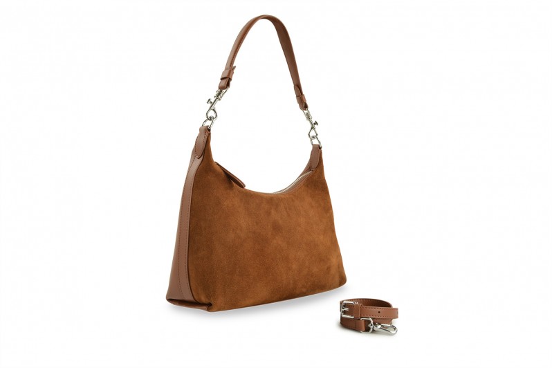 Сумка жіноча коричнева з натуральної шкіри, натуральної замши (008701)