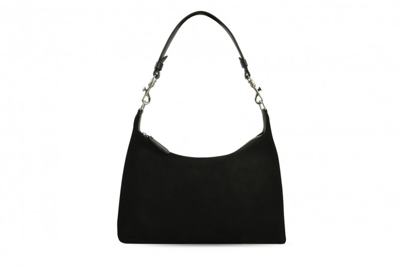 Сумка жіноча чорна з натуральної шкіри, натуральної замши (008700)