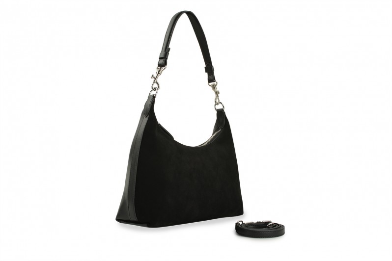 Сумка жіноча чорна з натуральної шкіри, натуральної замши (008700)