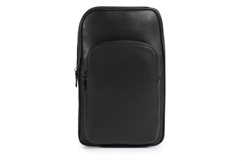 Сумка слінг чоловіча чорна з натуральної шкіри (008800)