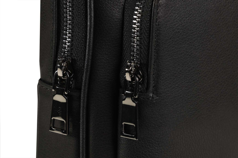 Сумка слінг чоловіча чорна з натуральної шкіри (008800)