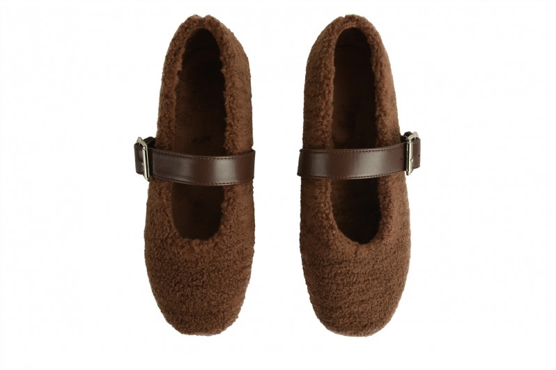 Туфлі жіночі коричневі зі штучного хутра (008678)