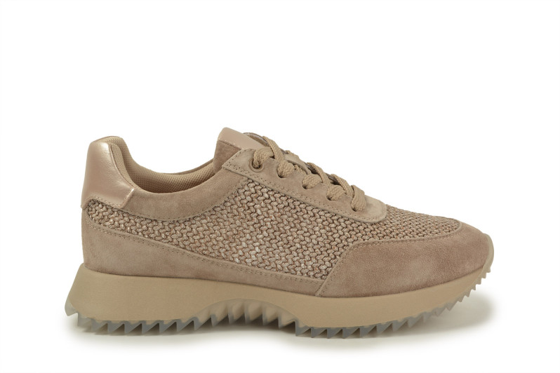 Кросівки жіночі бежеві з натуральної замші, текстилю (008929)