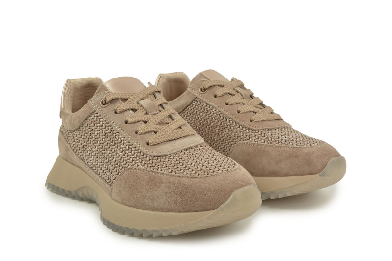 Кросівки жіночі бежеві з натуральної замші, текстилю (008929)