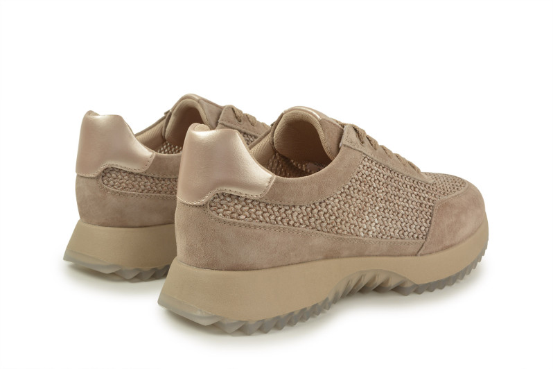 Кросівки жіночі бежеві з натуральної замші, текстилю (008929)