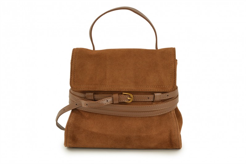 Сумка жіноча руда з натуральної замши (008577)