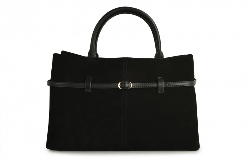 Сумка жіноча чорна з натуральної замши (008711)