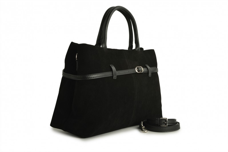 Сумка жіноча чорна з натуральної замши (008711)