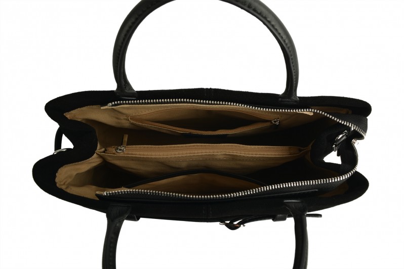 Сумка жіноча чорна з натуральної замши (008711)