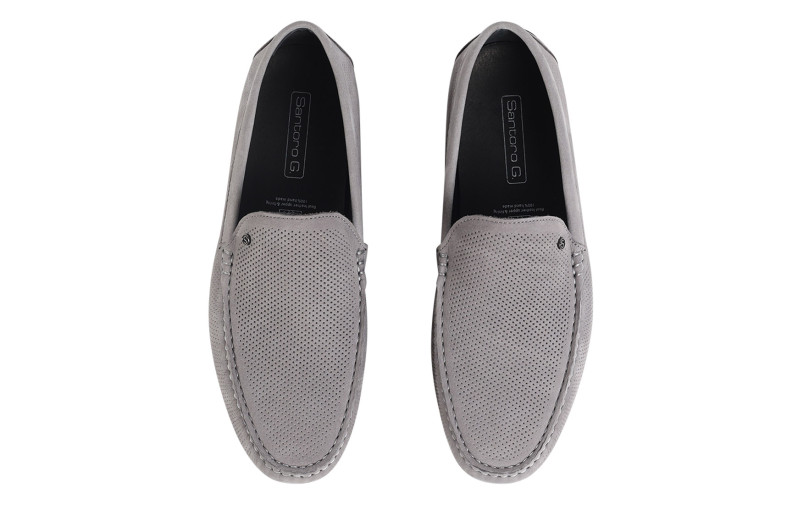 Мокасини чоловічі сірі з натуральної шкіри (008809)