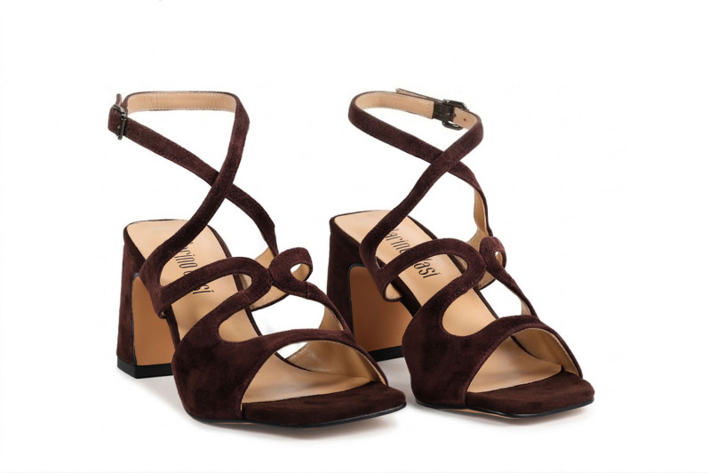 Босоніжки жіночі коричневі з натуральної замші (008973)