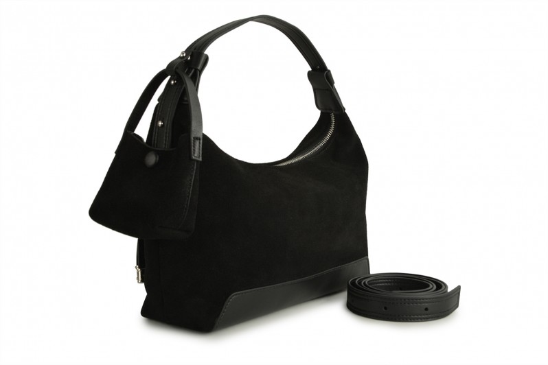 Сумка жіноча чорна з натуральної замши (008696)