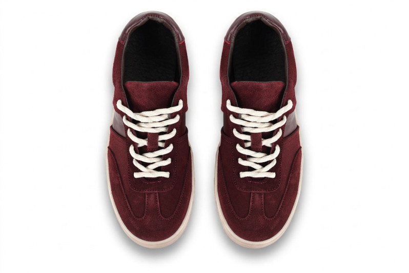 Кеди жіночі бордові з натуральної замші (008977)