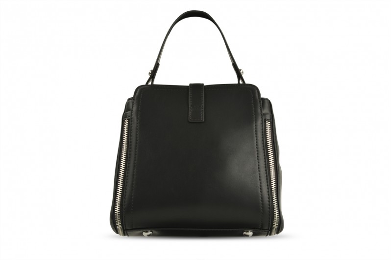 Сумка жіноча чорна з натуральної шкіри, натуральної замши (008723)