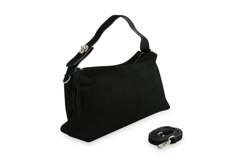 Сумка жіноча чорна з натуральної замши (008659)