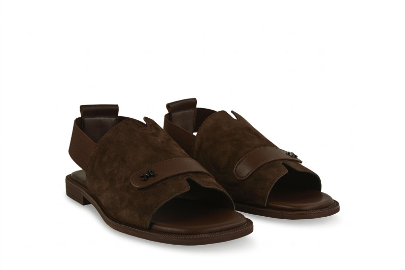 Босоніжки жіночі коричневі з натуральної замші (009058)