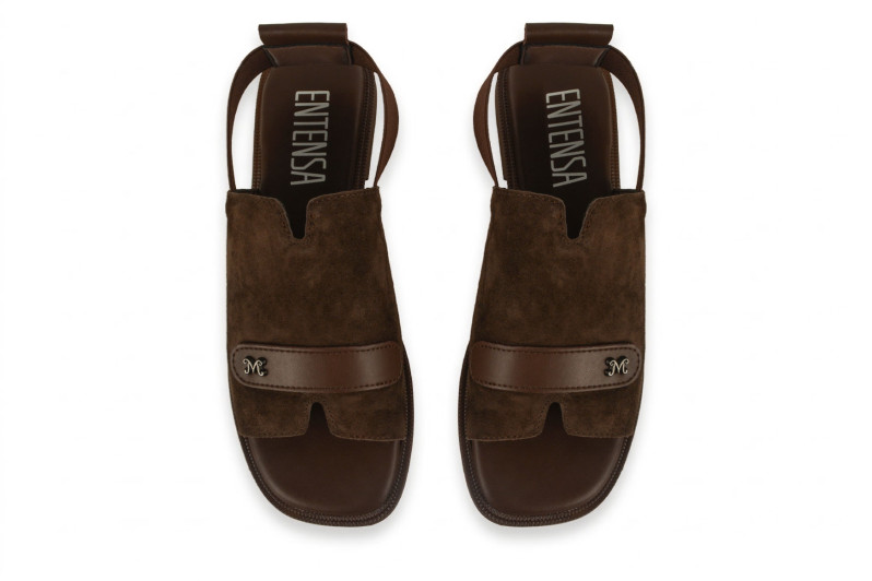 Босоніжки жіночі коричневі з натуральної замші (009058)