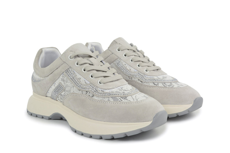 Кросівки жіночі сірі з натуральної замші, текстилю (008930)