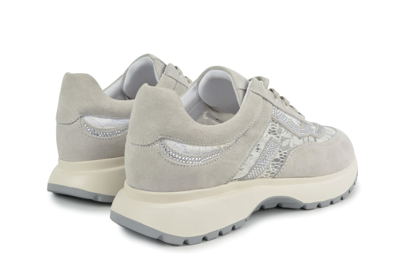 Кросівки жіночі сірі з натуральної замші, текстилю (008930)