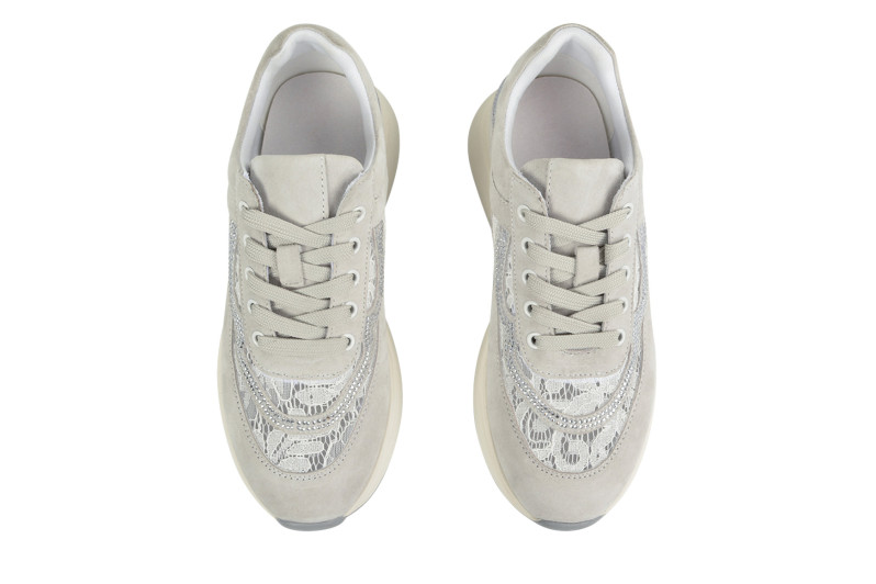 Кросівки жіночі сірі з натуральної замші, текстилю (008930)