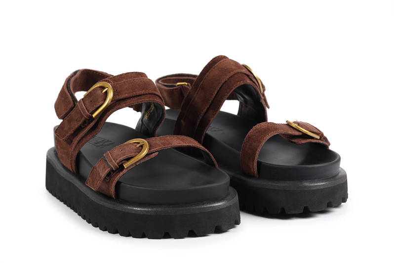 Сандалі жіночі коричневі з натуральної замши (008899)