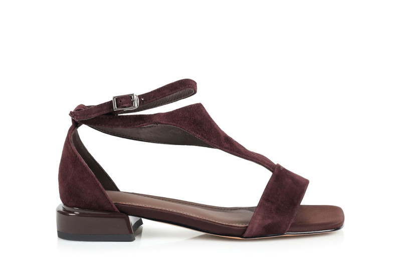 Босоніжки жіночі бордові з натуральної замші (008950)