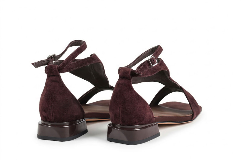 Босоніжки жіночі бордові з натуральної замші (008950)