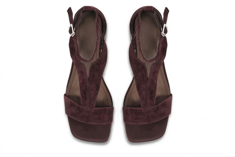 Босоніжки жіночі бордові з натуральної замші (008950)